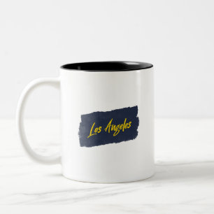 Los Angeles Handskriftlig Gult Typography Coffee Två-Tonad Mugg