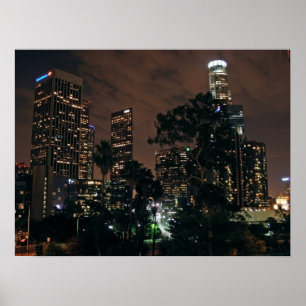 Los Angeles horisont vid natt Poster