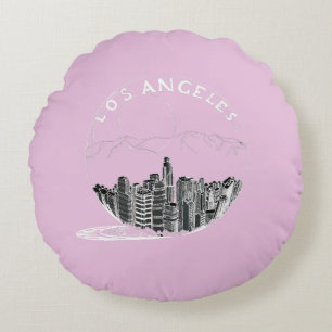 Los Angeles i ett glas boll Rund Kudde