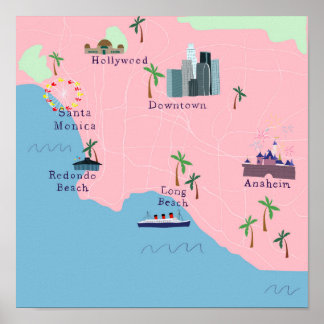 Los Angeles Icons Karta Poster