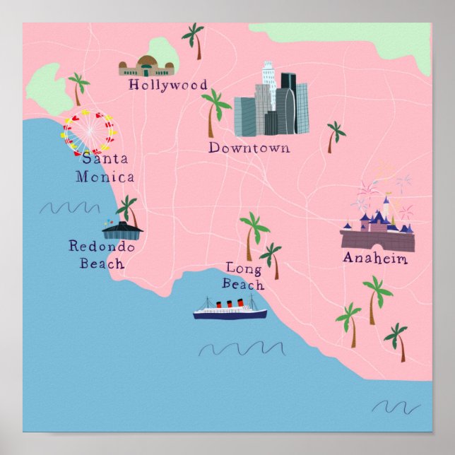 Los Angeles Icons Karta Poster (Framsidan)