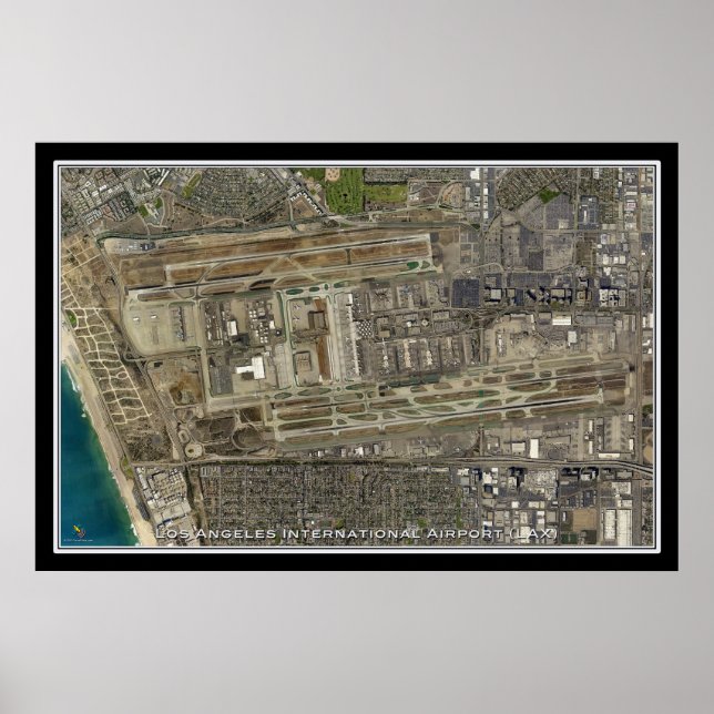 Los Angeles Intl Airport California Satellite Kart Poster (Framsidan)
