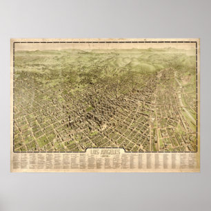 Los Angeles Kalifornien 1909 antika panorama- Poster