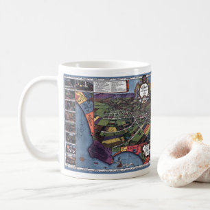 Los Angeles, Kalifornien, Antik Flygbild Stadskart Kaffemugg