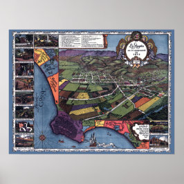 Los Angeles, Kalifornien, Antique Aerial City Kart Poster