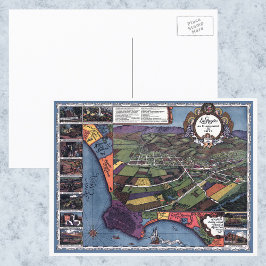 Los Angeles, Kalifornien, Antique Aerial City Kart Vykort