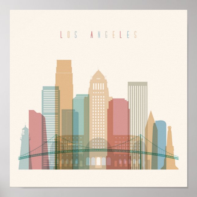 Los Angeles, Kalifornien | City Skyline Poster (Framsidan)