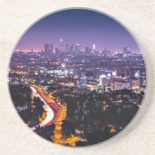 Los Angeles Kalifornien horisont på natten Underlägg Sandsten
