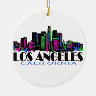 Los Angeles Kalifornien neonhorisont Julgransprydnad Keramik