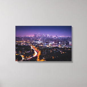 Los Angeles, Kalifornien Skyline på natten Canvastryck