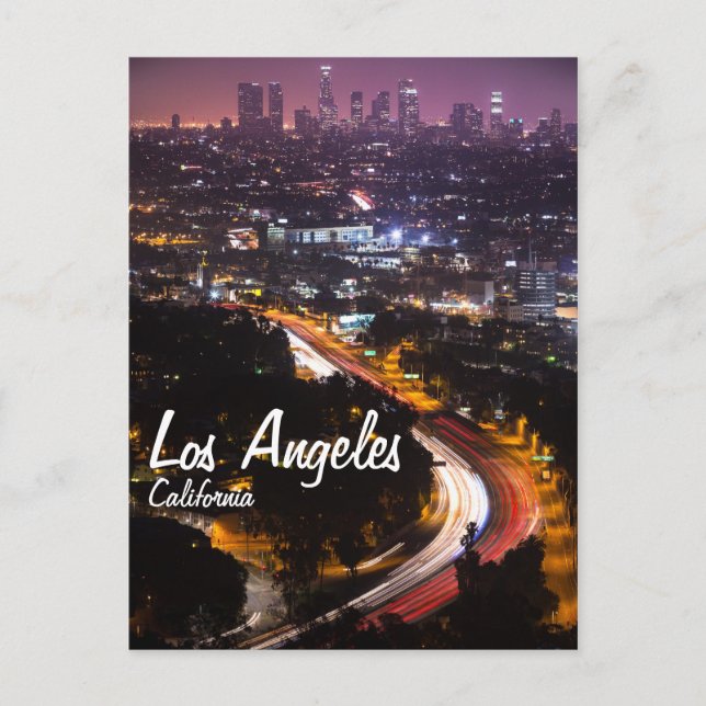 Los Angeles, Kalifornien Skyline på natten Vykort (Framsida)