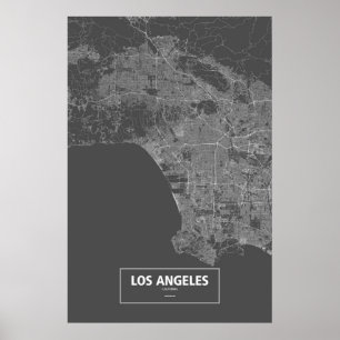 Los Angeles, Kalifornien (vit på svart) Poster