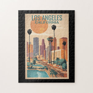 Los Angeles, Kaliforniens vintage illustration Pussel