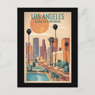 Los Angeles, Kaliforniens vintage illustration Vykort