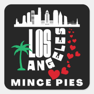 Los Angeles Kärlek Mince Paj Cityscape Fyrkantigt Klistermärke