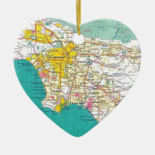 Los Angeles karta Julgransprydnad Keramik