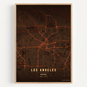 Los Angeles Karta LA Tryck Väggkonst Affisch Prese