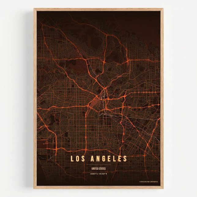 Los Angeles Karta LA Tryck Väggkonst Affisch Prese (Skapare uppladdad)