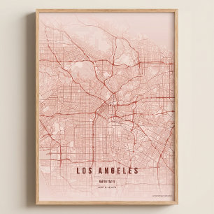 Los Angeles Karta LA Tryck Väggkonst Affisch Prese