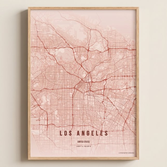 Los Angeles Karta LA Tryck Väggkonst Affisch Prese (Skapare uppladdad)