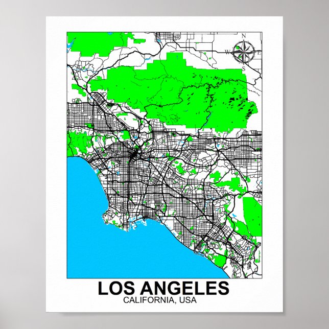 Los Angeles Karta Poster (Framsidan)