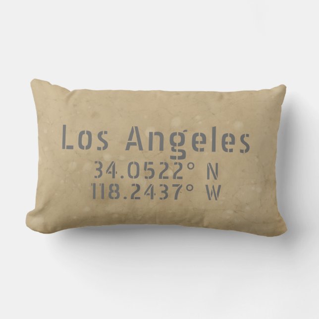 Los Angeles Karta samordnar Lumbar Dekorativ kudde (Framsida)