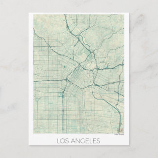 Los Angeles Karta US, blå vintage vattenfärg Vykort
