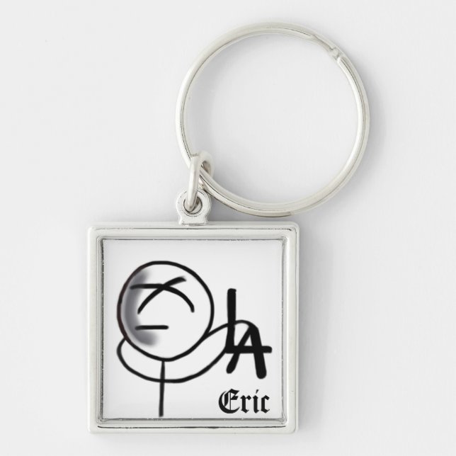 Los Angeles Keychain Fyrkantig Silverfärgad Nyckelring (Framsidan)