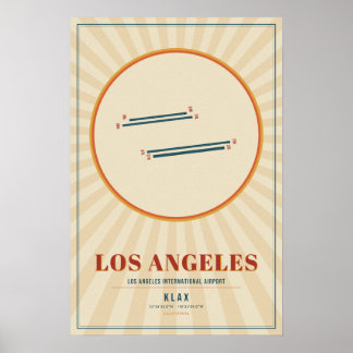 Los Angeles LAX flygplats landningsbanekarta Poste Poster