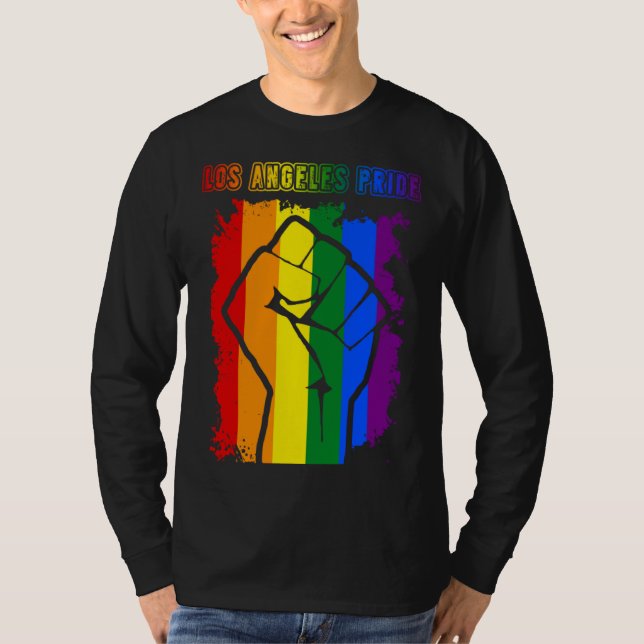 Los Angeles LGBT Pride Month LGBTQ Rainbow Flag T Shirt (Framsida)