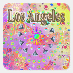 Los Angeles Lucky Golden Sticker Fyrkantigt Klistermärke