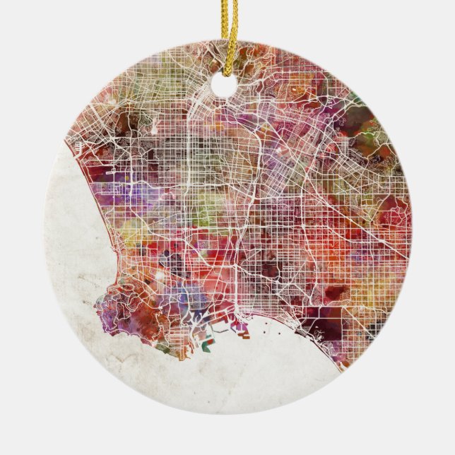 Los Angeles map Julgransprydnad Keramik (Framsidan)