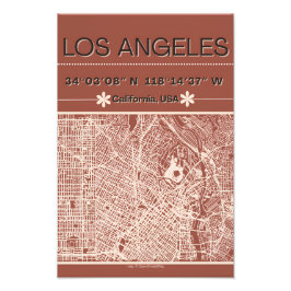 Los Angeles Minimalistisk Stadskartaffisch Fototryck