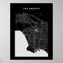 Los Angeles Mörk City Karta Poster