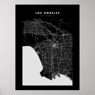 Los Angeles Mörk City Karta Poster