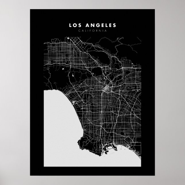 Los Angeles Mörk City Karta Poster (Framsidan)