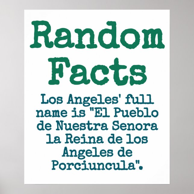 Los Angeles' Namn - Trivia Fact Poster (Framsidan)
