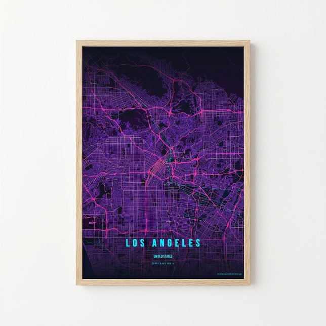 Los Angeles Neon Karta LA Tryck Väggkonst Affisch  (Skapare uppladdad)