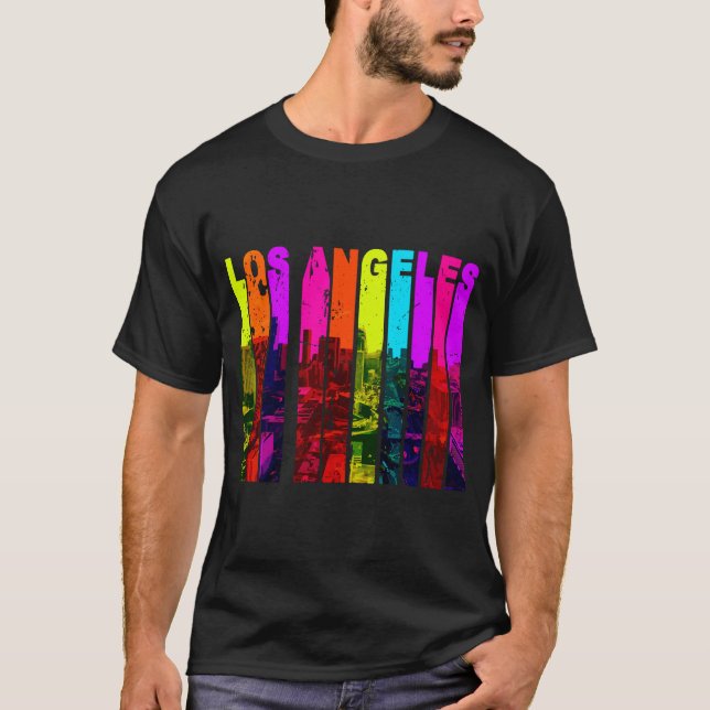 Los Angeles Nights Retro T Shirt (Framsida)