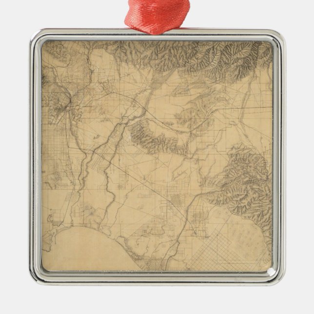 Los Angeles och San Bernardino Topografi Julgransprydnad Metall (Framsidan)