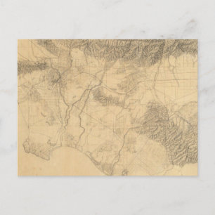 Los Angeles och San Bernardino Topography Vykort