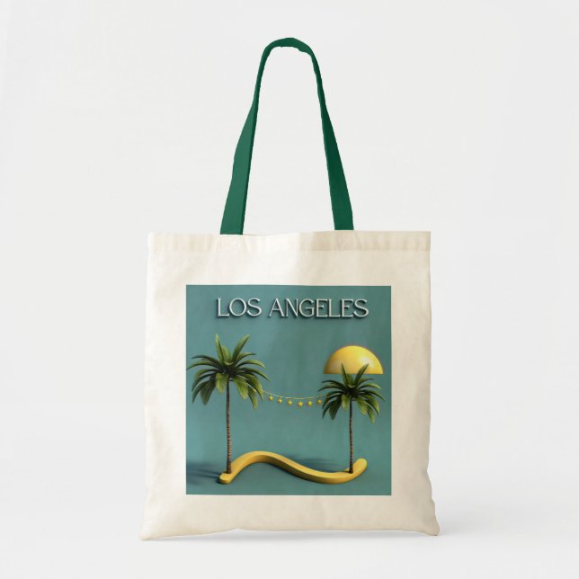 Los Angeles Palm Tree Sunset Tote Bag Tygkasse (Framsidan)