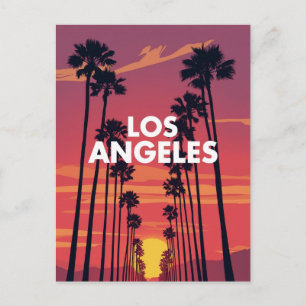 Los Angeles Palmträd Solnedgång Grafik Vykort