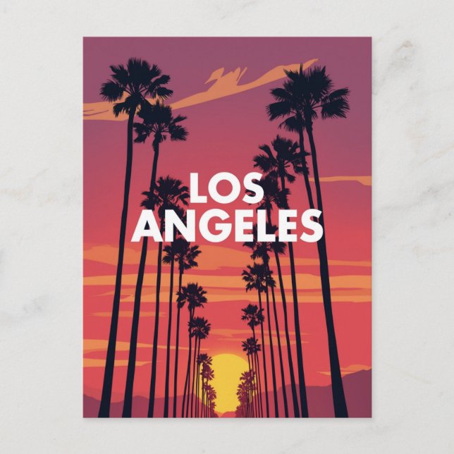 Los Angeles Palmträd Solnedgång Grafik Vykort (Framsida)