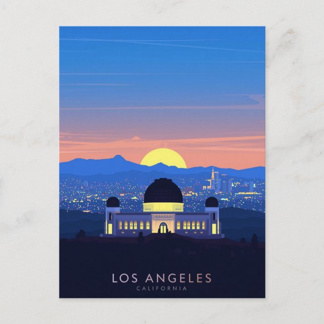 Los Angeles Palmträd Solnedgång Grafik Vykort (Framsida)