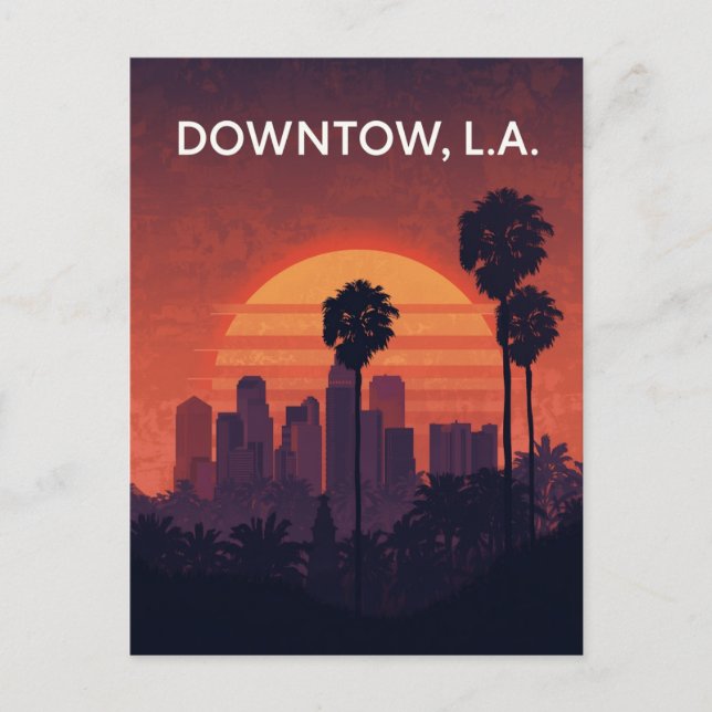 Los Angeles Palmträd Solnedgång Vykort (Framsida)