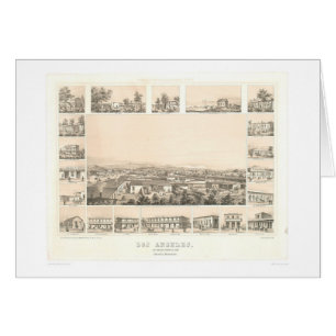 Los Angeles panorama- karta 1857 (0903A) för CA. Hälsningskort