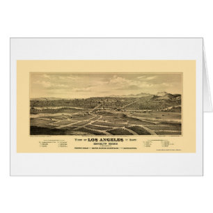 Los Angeles panorama- karta för CA - 1877 Hälsningskort
