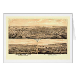 Los Angeles panorama- karta för CA - 1877 Hälsningskort