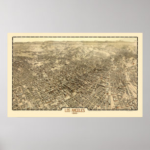 Los Angeles panorama- karta för CA - 1909 Poster